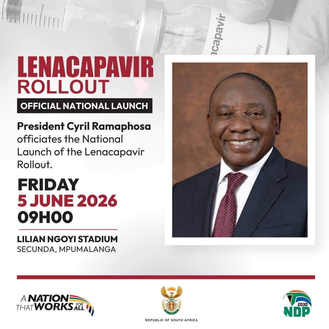 PresidencyZA's tweet photo. #Lenacapavir is a twice-yearly injectable option for HIV prevention. 

Its rollout marks a significant milestone in South Africa's ongoing efforts to combat HIV/AIDS and underscores the strong collaboration between government, civil society, the private sector, and development partners committed to ending HIV as a public health threat in the country.