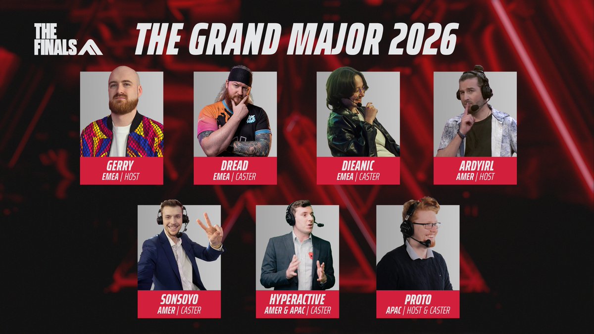 reachthefinals's tweet photo. The road to Stockholm starts here, and it starts with a voice. We are thrilled to reveal the broadcast talent joining us for the TGM26 Online Series, powered by FACEIT. 👑

The team calling the action is ready to bring you the best of THE FINALS moments.

Meet the Talents 👇
https://t.co/dzE61y5JhN