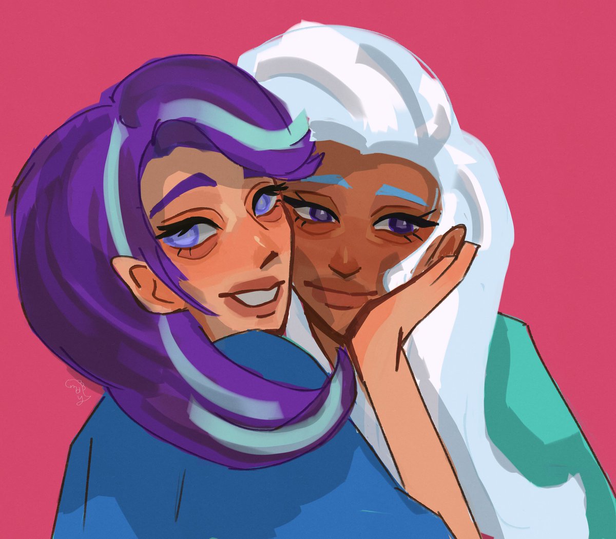 cosmic_cindy's tweet photo. happy pride month to everypony!! to celebrate here's a drawing of my favorite lesbians (personal hc) starlight glimmer and trixie!! 

🏷️ #mlp #mlpfanart #smallartists https://t.co/x3WWmTS96g