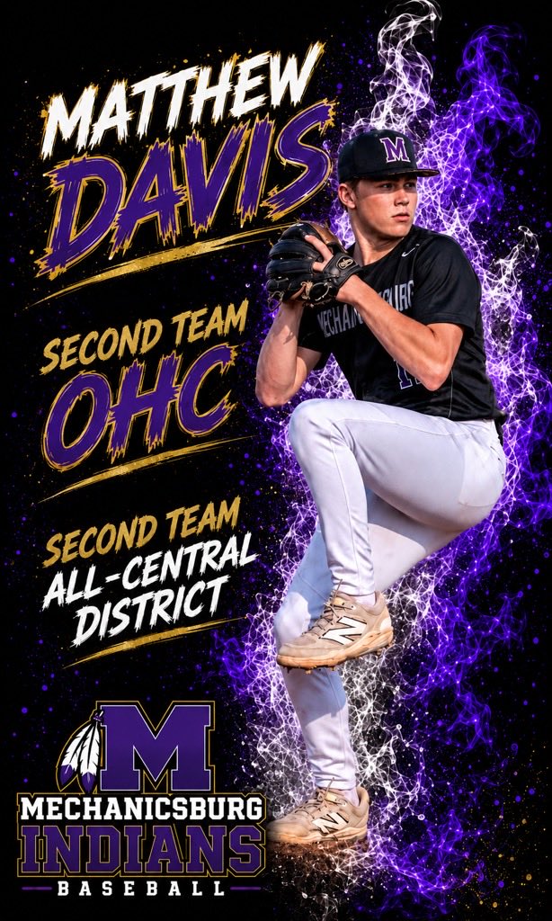eyinkb's tweet photo. Congratulations to Matthew Davis on earning 2nd Team OHC and 2nd Team All Central District. Matthew had a great year for the Indians. #Builders @McburgAthletics 

Well Deserved https://t.co/mqXx4AiCQE