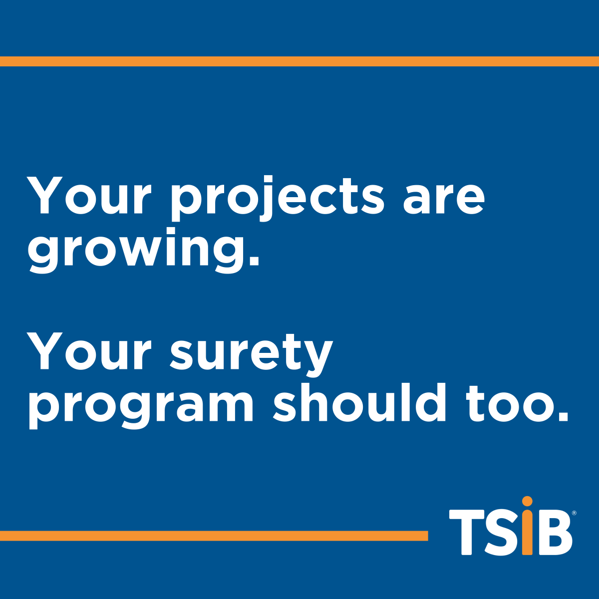 TSIBinc's tweet photo. Is your Surety Bond Program built for growth?

A strong Surety Bond Program can help keep your business competitive and pursue new opportunities with confidence.

TSIB works with you to understand your business and help maximize bonding programs.

Learn how to build a surety program for growth.
https://t.co/8bMoZ22QSS