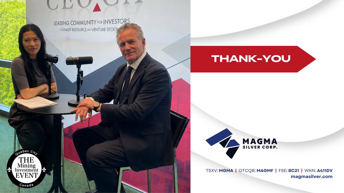 MagmaSilverCorp's tweet photo. Appreciate the time and engagement from those who connected with us at THE Mining Event of the North.

Learn more: https://t.co/yrfd1AZ8xJ 

$MGMA $MAGMF $BC21 $A411DV 

#Silver #Mining #Exploration @THEMiningEvent @ceodotca https://t.co/jeTQAcW9TA
