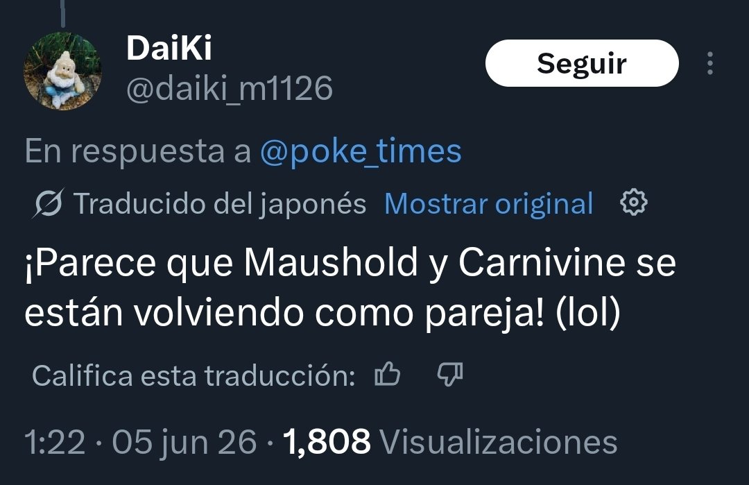 masterjayanx's tweet photo. @daiki_m1126 @poke_times Grok translated Meowscarada and Quaquaval as Maushold and Carnivine lmao https://t.co/Ss3M85sJMv