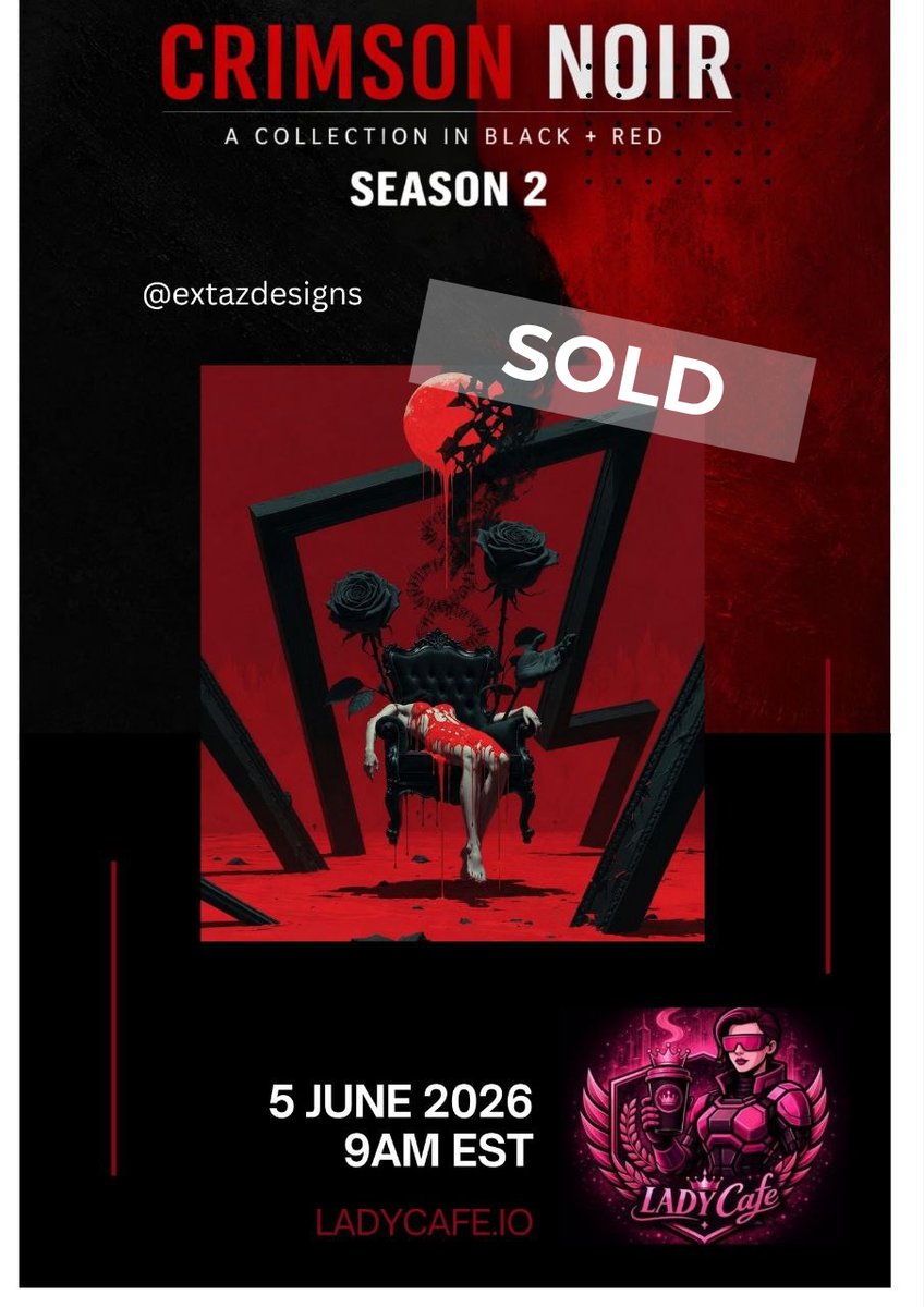 extazdesigns's tweet photo. SOLD!
Congratulations on your new NFT, and thank you for collecting my work @MarcelK_89.🙂🎉
(I have more black and red pieces coming in @lady_cafe1)

#CRIMSONNOIR by @NftSunage is still ongoing.👀🔥

Link➡️https://t.co/T9sPfOQ1As

#nft #nftart #xrp #xrpart https://t.co/3A4gaLsXyt