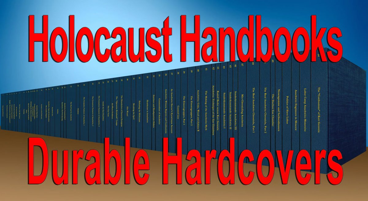 ARMREG_Official's tweet photo. Our 54 volumes (58 individual books) from the Holocaust Handbook series are now available in hardcover format! Get them individually or as a set for a steep discount.
https://t.co/UsSBX7jx0i https://t.co/y5hyC3HN6g