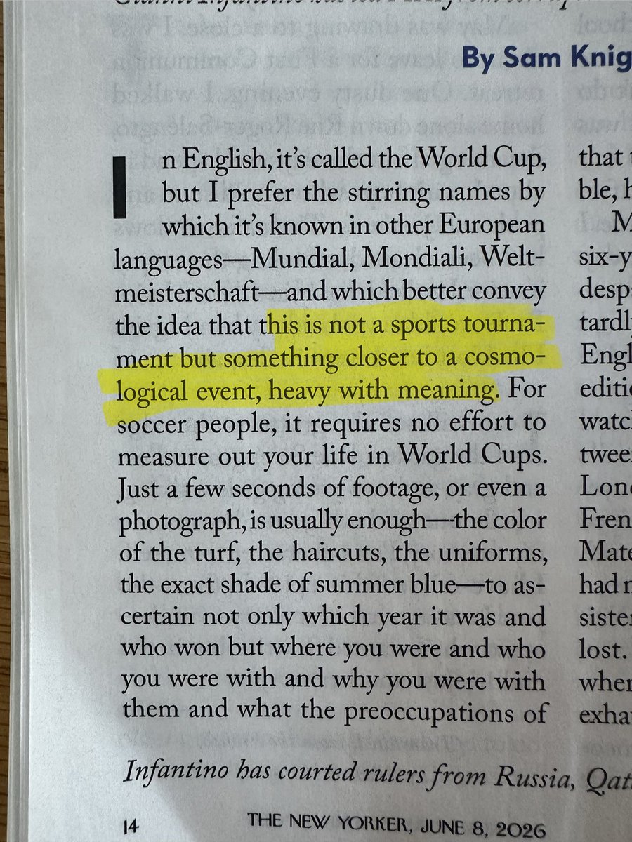 gabor's tweet photo. This New Yorker article perfectly captures World Cup vibes for folks like me who grew up in Europe. https://t.co/olVeQ9nLv0