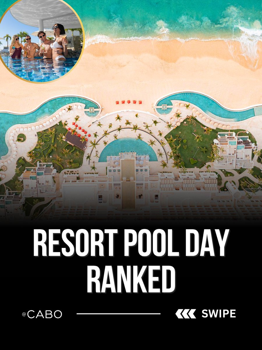 caboIG's tweet photo. Which Cabo pool day is your vibe?

Comment “RESORT” to get exclusive VIP discounts.

Not every Cabo pool day has the same energy. ME Cabo is for the party crowd, Chileno Bay is more relaxed and polished, Le Blanc feels calm and luxurious, The Cape wins on views, and Marquis i https://t.co/hpBjEdqWfA