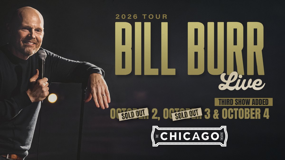JamUSA's tweet photo. Due to overwhelming demand, a 3rd @billburr show has been added at the @ChicagoTheatre on Oct. 4! Tickets are on sale now: https://t.co/4BTRfa6OOW https://t.co/QeCUzf8lba