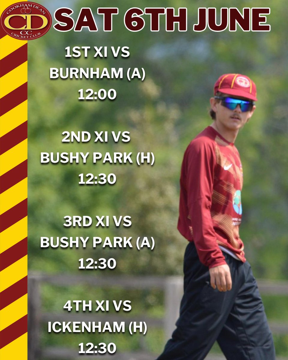 CookhamDeanCC's tweet photo. We've got 4 very exciting fixtures set for tomorrow, fingers crossed the rain can stay away! 🤞 https://t.co/pHKarSYzuS