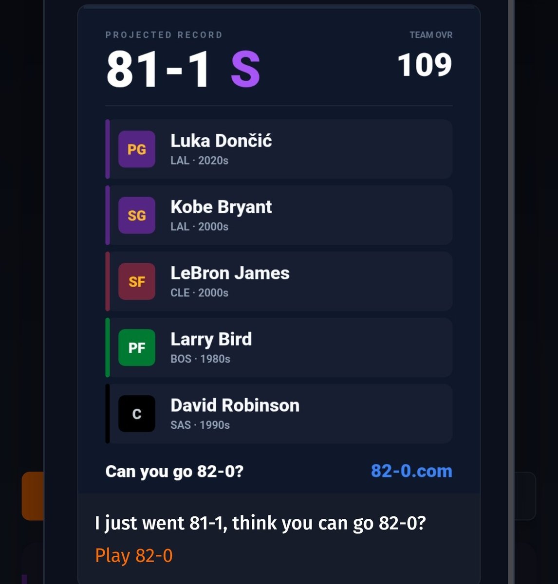 BeastWithAMic's tweet photo. Mannnn....my 81-1 team is definitely better than my 82-0 team lol https://t.co/dW528gWbsg