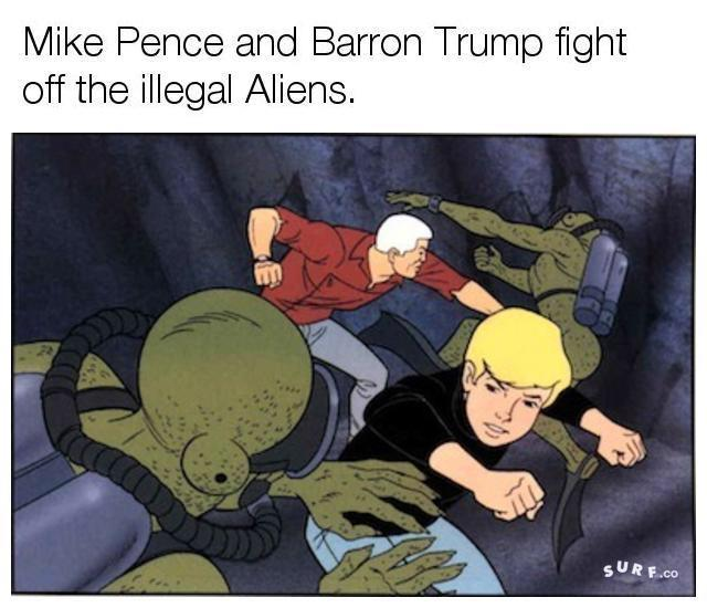 AnotherMichaelR's tweet photo. @Nancy023922191 The only good thing about Pence were the memes of him and Barron. https://t.co/mFjoHu0nFo
