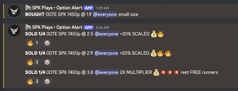 SPXplays's tweet photo. First gap FILLED 🧨 $SPX 7450p 100%+ trade now 🫡 https://t.co/fYYb18WwmQ