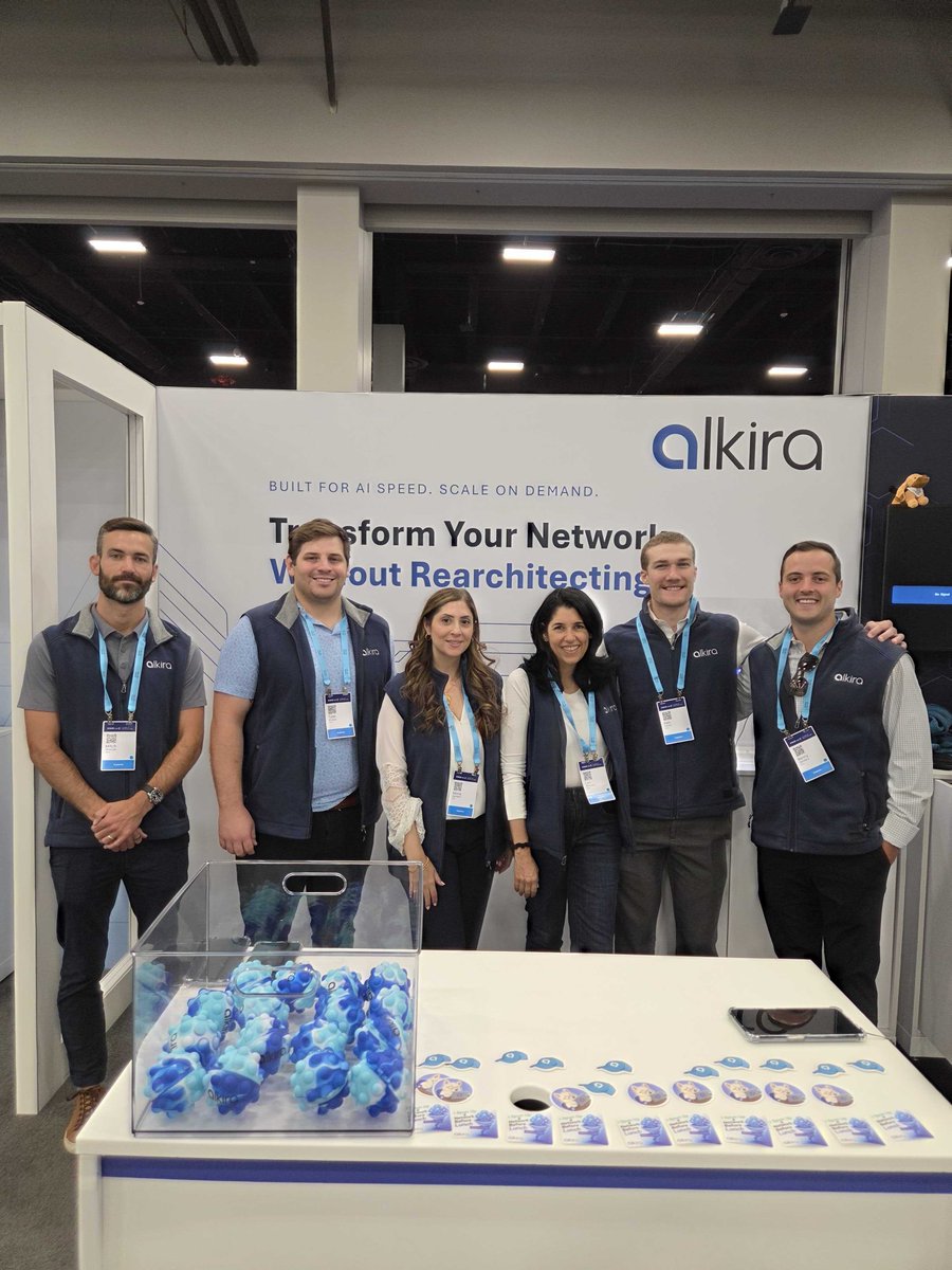 alkiranet's tweet photo. Cisco Live wrapped in style at the Alkira booth 🎉

From puppies and raffle winners to deep dives on AI-era network infrastructure, the energy was nonstop. 

Thanks to everyone who stopped by and shared ideas with our team. 

#Alkira #CiscoLive #NIaaS https://t.co/X54hCklHZ7