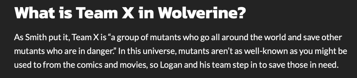 Quique85's tweet photo. @Johndoedjqh @GeeksGamersCom Team X was formed before the X-Men were officially created, it happened in the 60s where Jean Grey wasn't even alive. they claim the X-Men here are called team X which has nothing to do with the CIA black ops team Logan was part of. "it's their own take" https://t.co/QdxicukHx8
