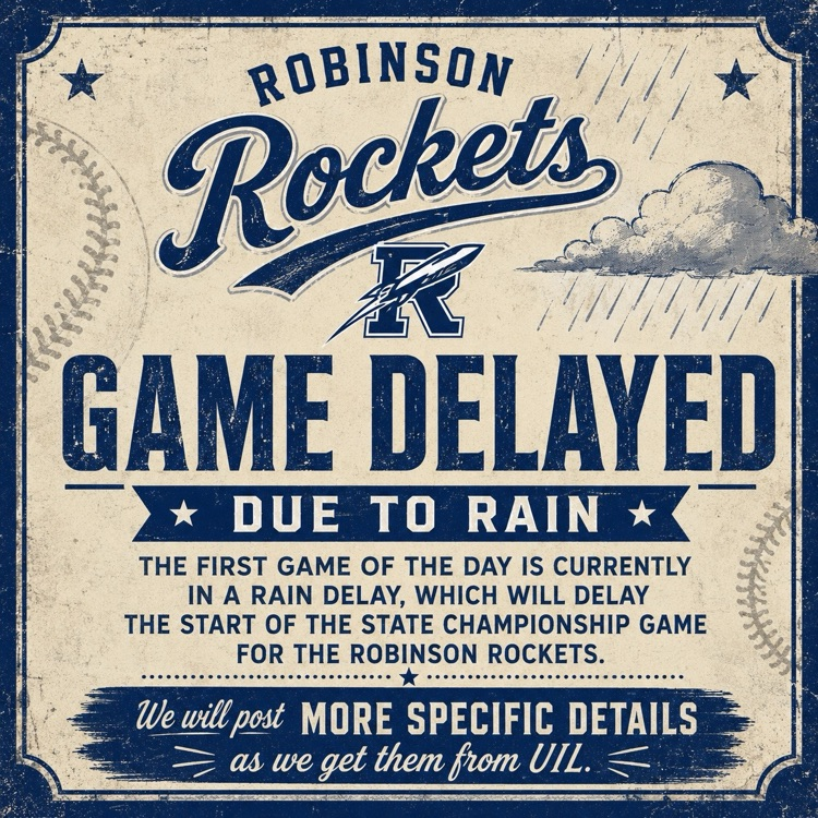 robinsonisd's tweet photo. We will be posting information about continued delays as we get them. Go, Rockets! https://t.co/39i2n2lYYl