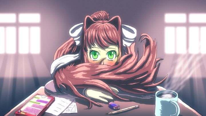 baddoodler1995's tweet photo. Art of the Day! "Just Fluffika - DDLC Monika". Buy at: https://t.co/WtfWmGVK1o https://t.co/faQq3lxmaP