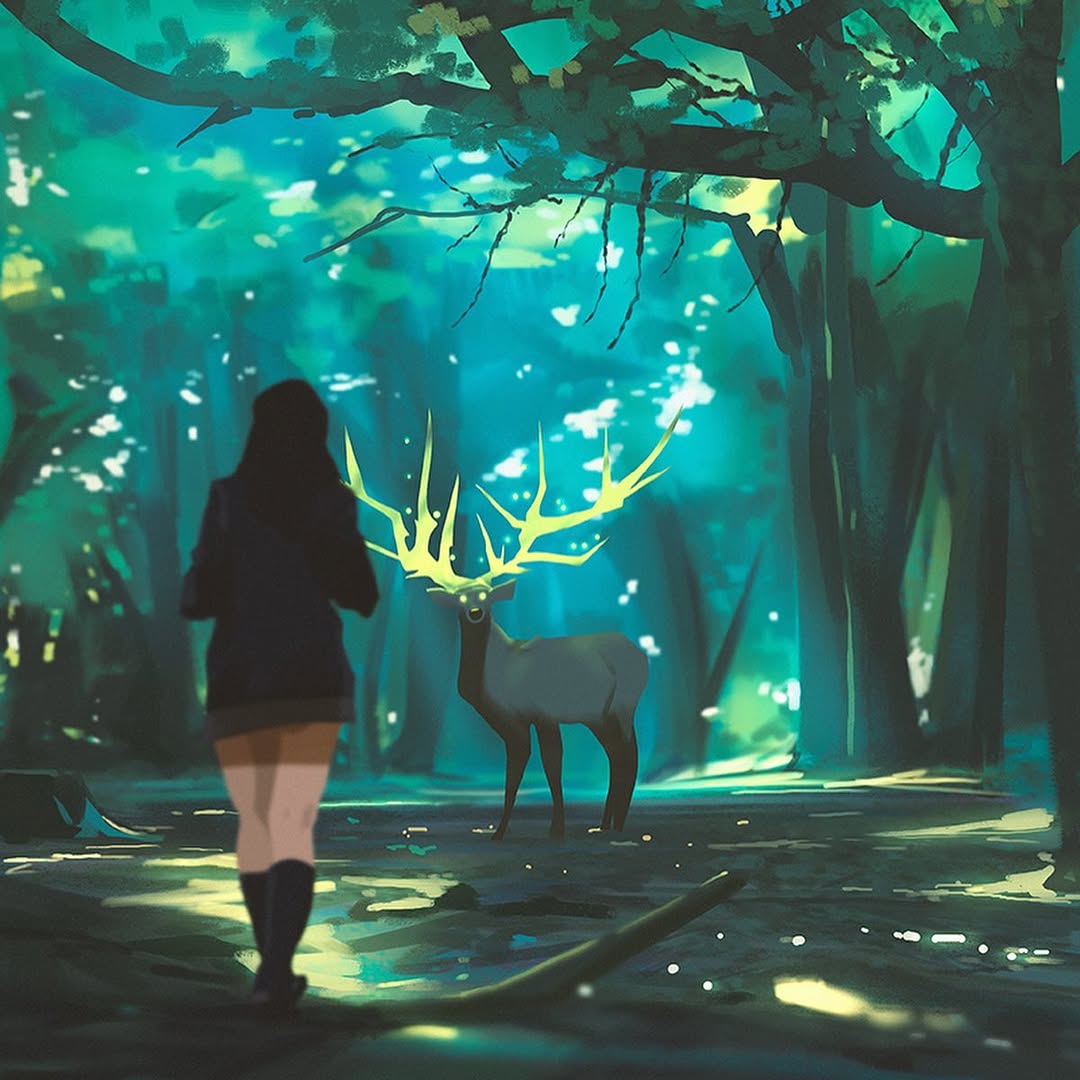 snatti89's tweet photo. I always find forests and greenery really magical and calming, and it's always special when you catch a glance of forest animals. Here are two images inspired by such accidental encounters. I also want to say thanks for all the support I've gotten! M... https://t.co/nhyC6OO5RN
