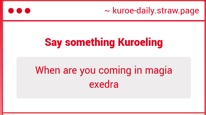 KuroeDaily's tweet photo. The exact same day Walpurgis Rising releases so it steals all my spotlight https://t.co/Tp5HyAvOCl