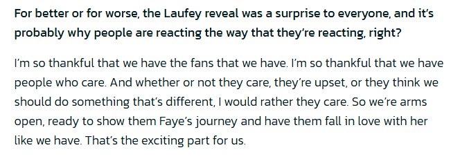 DestinLegarie's tweet photo. A great answer from Ariel, the Game Director on God of War Laufey about why the internets reaction is welcome.

"I’m so thankful that we have people who care. And whether or not they care, they’re upset, or they think we should do something that’s different, I would rather they care."

Credit: https://t.co/DRBf1kxQWI