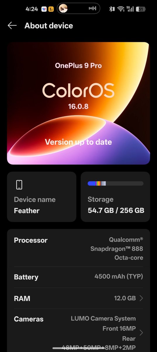 ozyern_'s tweet photo. ColorOS 16.0.8 on OnePlus 9 Pro https://t.co/HR2P6XVEKC