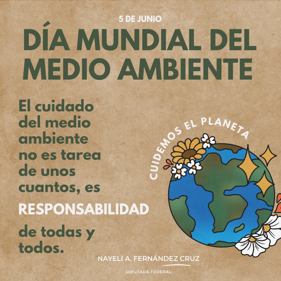 Naye_Fc's tweet photo. 🌎💚 Día Mundial del Medio Ambiente

Cuidar nuestro planeta no es una tarea que corresponda a unos cuantos; es una responsabilidad compartida que nos involucra a todas y todos.

Actuemos hoy para heredar un mejor mañana.

#DíaMundialDelMedioAmbiente #MedioAmbiente  #SomosVerdes https://t.co/MYE9GhNi20