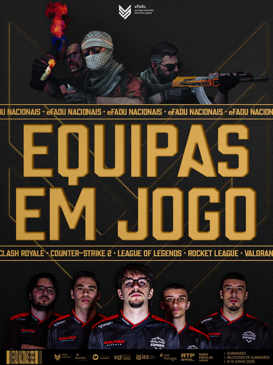 efaduportugal's tweet photo. As ๐ ๐๐๐๐ข๐ฅ๐๐ฆ ๐๐ค๐จ๐๐ฃ๐๐ฆ de cada modalidade estรฃo definidas e prontas para a derradeira luta pelo ๐ง๐ฅ๐ข๐๐ฬ๐จ! ๐
๐Multiusos de Guimarรฃes
๐
9 a 12 de junho
๐ฎ Clash Royale, CS2, LOL, Rocket League e Valorant
#eFADU #eFADUNacionais2026 #eSports https://t.co/Fql9Trcndy
