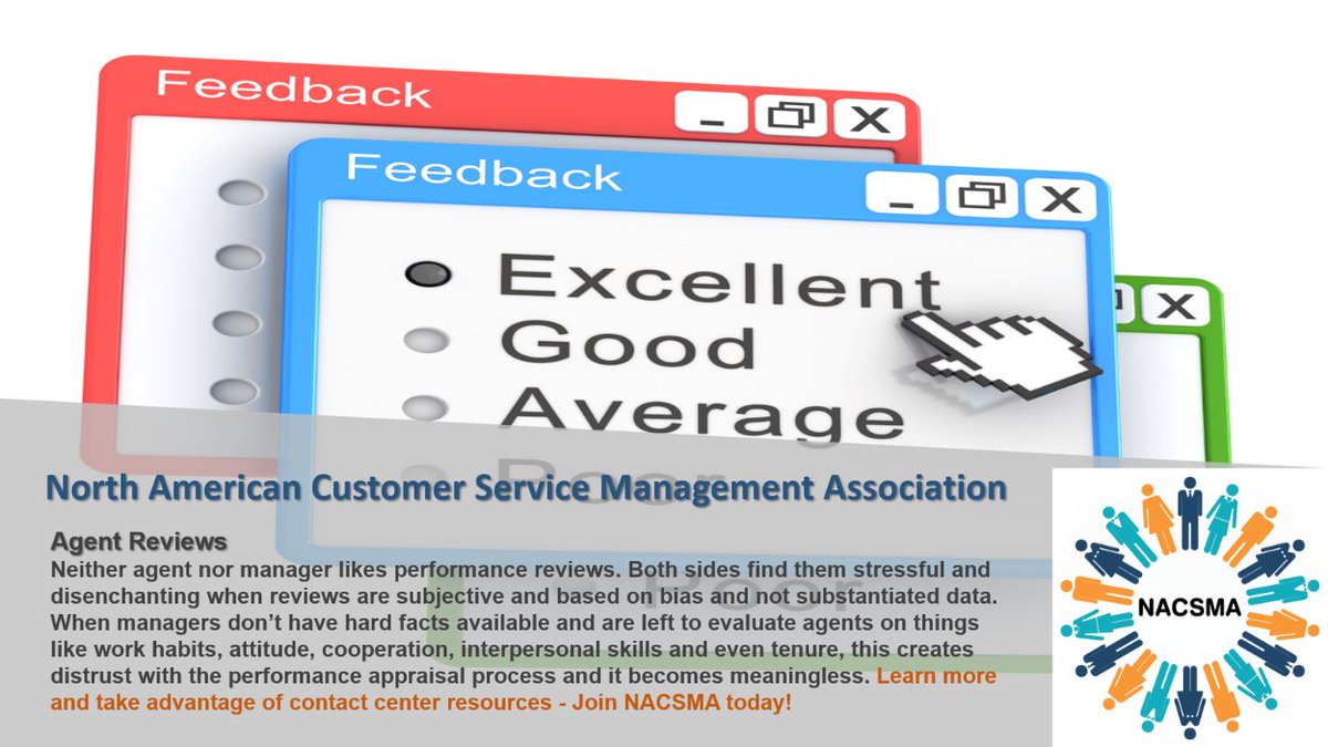 NACSMAorg's tweet photo. https://t.co/8CaYRIzCY3
Why is it that both managers and agents dislike performance reviews? Learn the answer to this and other contact center best-practices questions at the link above!
#performancereviews #coaching #becomeamember #NACSMA #contactcenters #callcenters https://t.co/PcopzeaFgQ