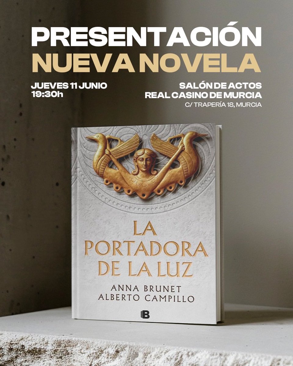 relatandohisto1's tweet photo. Primera presentación de nuestra novela «La Portadora de la Luz» el jueves, 11 de junio, a las 19:30, en el Salón de Actos del Real Casino de Murcia (C/ Trapería, 18).  
Un encuentro con la historia y la literatura en un entorno excepcional.

¡Será un placer veros por allí! https://t.co/Xs05jFM56P