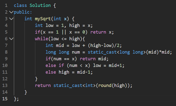 hemanyadav2005's tweet photo. Day 12/100 of #100DaysOfCode

- Problem solved: 69. Sqrt(x)
- Topic covered: Binary Search
- Topic Learned: LinkedList
- Approach: Instead of using pow() function in C++, I use mid*mid approach and then compare it to x to get the result

#Leetcode #DSA #Cpp #Consistency #Learning https://t.co/RGmYcnx8nZ