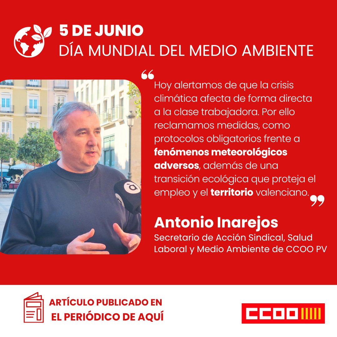 ccoopv's tweet photo. 🌍En el #DíaMundialDelMedioAmbiente reclamamos una transición ecológica que proteja el empleo y el territorio valenciano

➡️La crisis climática afecta de forma directa a la clase trabajadora y @ccoopv exige medidas para afrontar sus consecuencias 👇

https://t.co/yk119TzPL5 https://t.co/NU1tuk4xXm