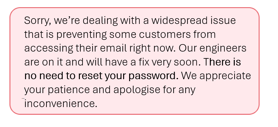 BDubleYou's tweet photo. @bt_uk As promised I suggested I could compose a better Error message. So here you are: I'll come back in an hour to see if my two email accounts are working again. https://t.co/Gt6nSQRh7K