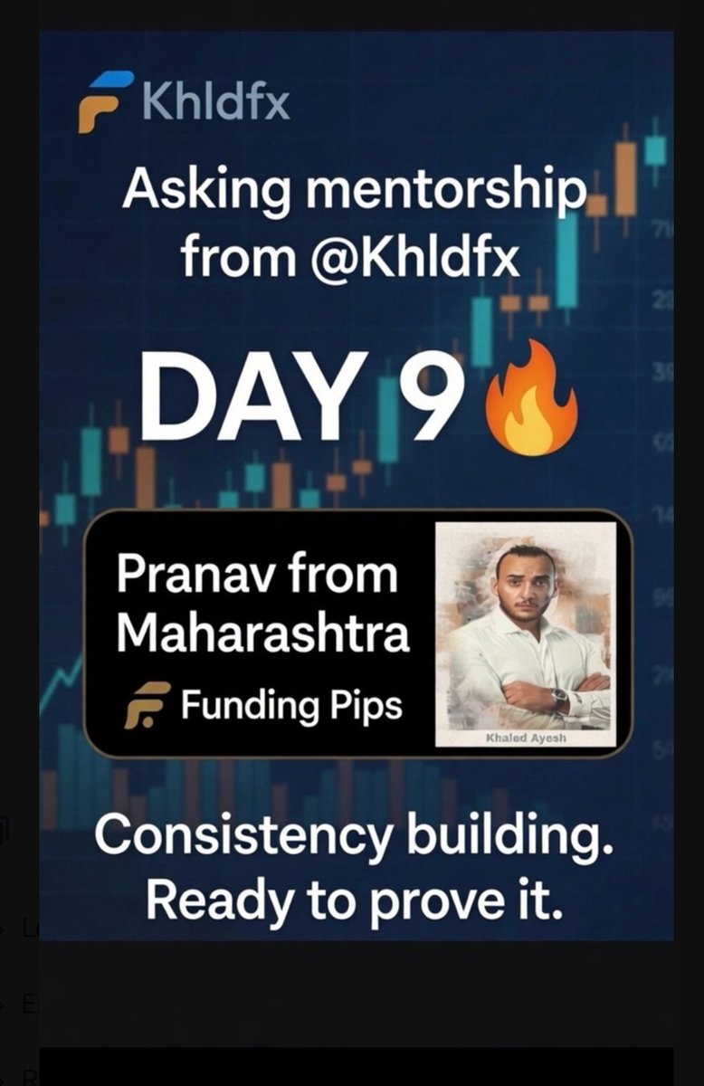 pranavpathade22's tweet photo. Day 9 of requesting @Khldfx to accept me as a student 🔥
Just one reply or guidance from you would mean the world. I’m committed to this journey and won’t stop showing up until you notice.
Humbly waiting 🙏 
@avikkfp @SealFunded @fundingpips
@astucefx 
#FundingPips https://t.co/TChQLNv3kx
