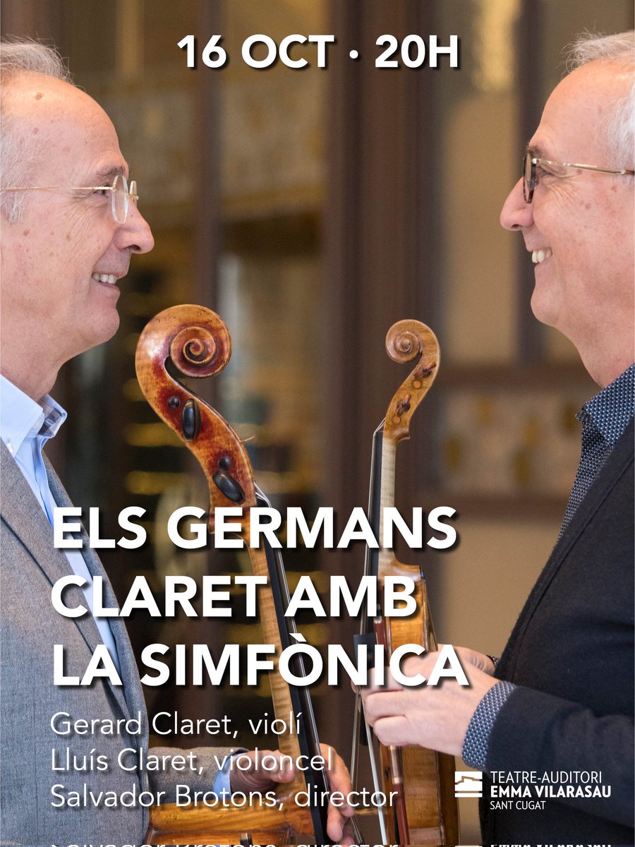 SimfonicaCugat's tweet photo. NOVA TEMPORADA 
🎟️ Venda anticipada al juny:
📅 Abonaments: 9/6 
📅 Venda General: 16/6
🎼 Oct: Germans Claret &amp; Salvador Brotons 
🎼 Nov: Patrícia de No &amp; Virginia Martínez
🎼 Des: Concert de Valsos i Danses amb Josep Ferré
📍 @TeatreAuditori
#SimfònicaSantCugat #NovaTemporada https://t.co/juoqpZ3Ei0