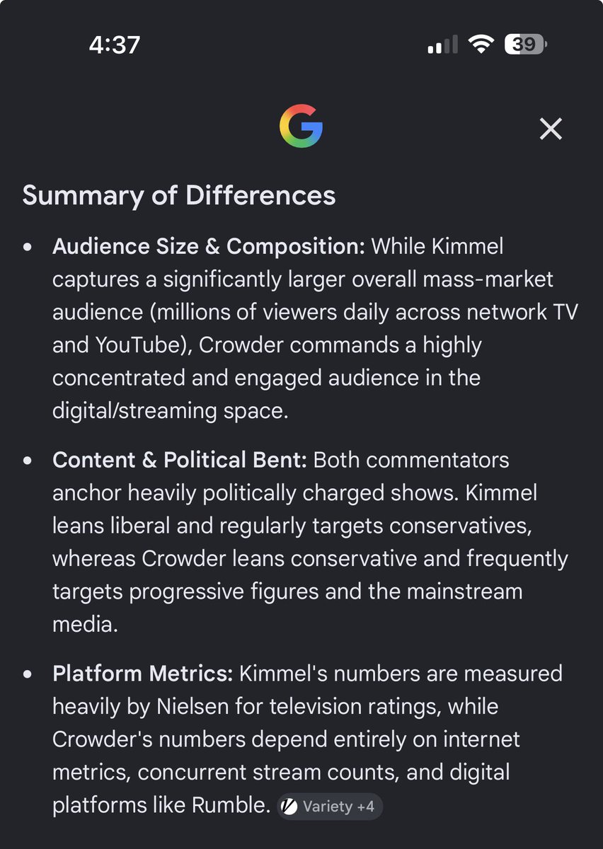 jasonGRIN's tweet photo. @scrowder Kimmel has more viewers than you.  Cry harder snowflake. https://t.co/BUX3ZY10MA