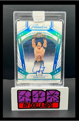 card_guide's tweet photo. 2024 John Cena Flawless Performances Platinum Auto sold this week for $15,000!

Congratulations to the Buyer &amp; Seller.

Now where is that Royalty Wrestlemania patch? https://t.co/Oao4JSJM4x