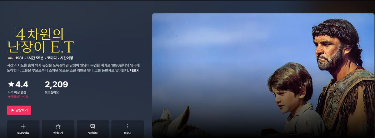 kcanari's tweet photo. 아니 왓챠 이걸 '4차원의 난장이 E.T'로 가져왔네...

테리 길리엄 감독의 대표작 중 하나로 '시간 도둑들(Time Bandits)'라는 제목이다. 한국에서 비디오로 나오면서 '4차원의 난장이 E.T'라는 제목이 붙었는데, 이걸 21세기에 다시보다니. https://t.co/EABaROF7Ef