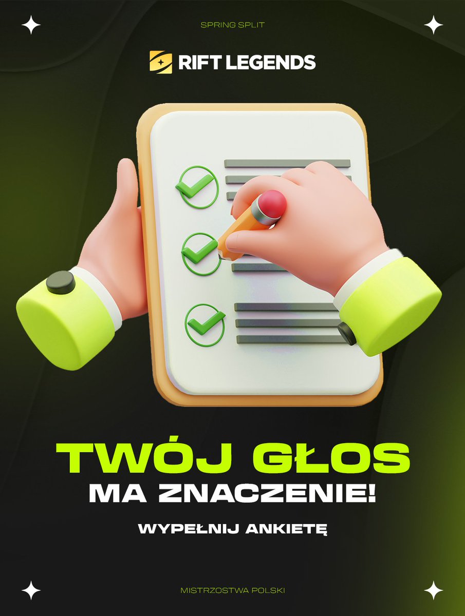 RiftLegendsPL's tweet photo. CHCEMY POZNAĆ TWOJĄ OPINIĘ! 🫵

Od LAN-owego zakończenia Spring Splitu minęło kilka dni. Chcemy poznać Waszą opinię o wiosennych rozgrywkach.  ☺️

Będziemy wdzięczni za wypełnienie - link w komentarzu 👇 https://t.co/CpXeOCy0Hr