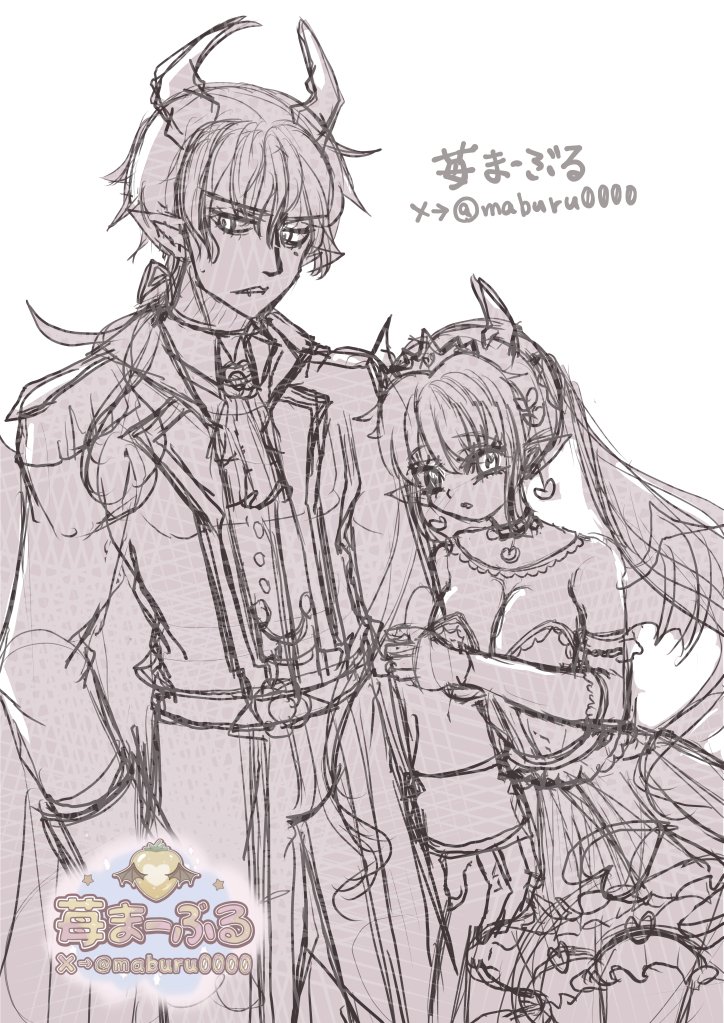 maburu0000's tweet photo. 気晴らしに落書き…だったけど…けっこうガリガリ下描きの勢いで描いてた😅不老の悪魔さんたち。
#オリキャラ https://t.co/Lltn4tK4kV
