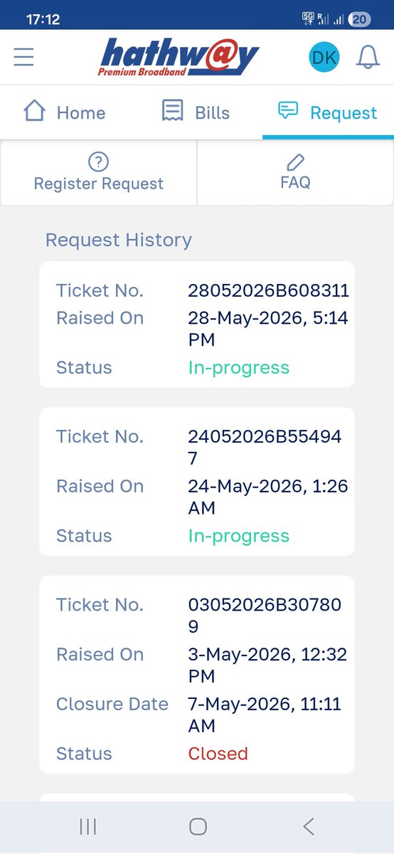 dk0342's tweet photo. @HathwayBrdband Requesting update on pending connection shifting requests. Delay is disappointing. https://t.co/R2rlljNGU8