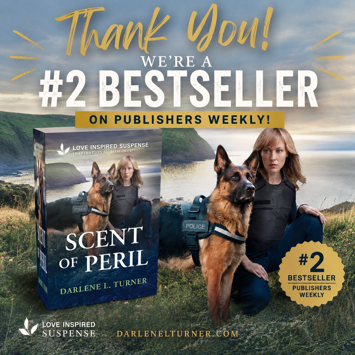 darlenelturner's tweet photo. I received some fabulous news while moving yesterday! Readers, THANK YOU for putting Scent of Peril in the #2 position on Publishers Weekly Bestseller list! I'm so honored and blessed. #publishersweeklybestseller #scentofperil #romanticsuspense #harlequin #readdarlenelturner https://t.co/mgctluqbHA