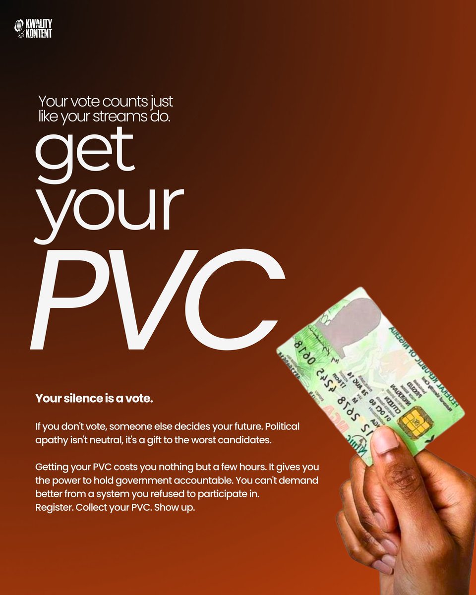 KwalityKontentt's tweet photo. Your vote counts just as your streams count

Get Your PVC. https://t.co/1H6KphxJST