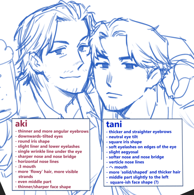 lukadotxyz's tweet photo. my akitani face differences https://t.co/hHAQszstw9