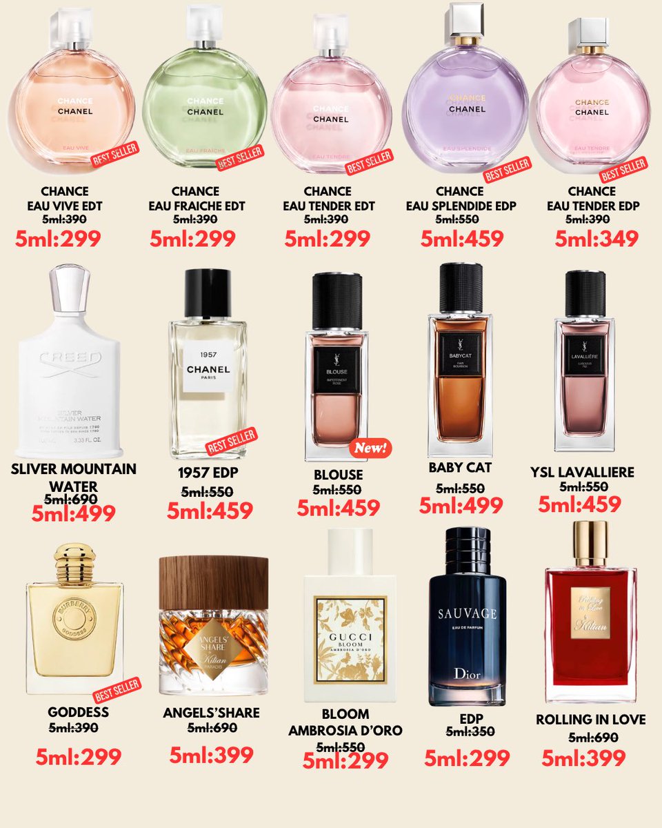 mmewrv's tweet photo. 🎀✨ 6.6 MIDYEAR SALE มาแล้วววกดเลยไม่ต้องรอเที่ยงคืน ! ✨🎀
น้ำหอมแบ่งขนาด 5ml พกง่าย หัวสเปรย์พกพาสะดวกมากค่า 🌸

💥 ราคาสีแดง = ราคาที่ลดแล้ว! 
📦 ซื้อครบ 500.- ส่งฟรีถึงบ้านเลย!

💗 50 ออเดอร์แรก รับ “น้ำหอมทดลองฟรี 1 กลิ่น (แบบสุ่มกลิ่น) ไม่มีขั้นต่ำ ใครกดไวเอาไปเลยย https://t.co/Vy9LsOB3C8