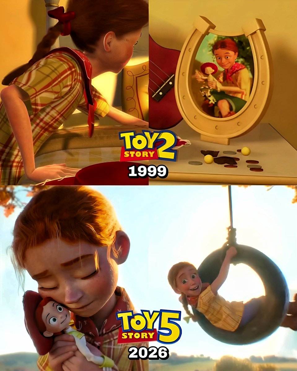 cartoonvibes26's tweet photo. Emily, the original owner of Jessie ❤️

Toy Story 2 (1999)
Toy Story 5 (2026) https://t.co/vbkUiFji5l