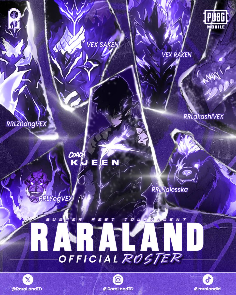RaraLand_Esport's tweet photo. 🌟 ROSTER ANNOUNCEMENT 🌟

Dan ini lah para Player yang akan bertanding dan mewakilkan Tim Raraland Espoort di #SummerFestTournament - PUBG Mobile Division

Mohon dukungan dan supportnya selalu untuk teman teman kita yang akan bertanding ✨

#RaVenge🔥 https://t.co/1OrsEWS5RK
