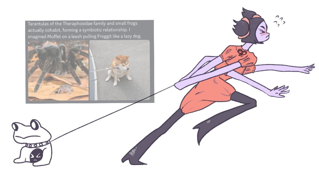 lokt0234maybw's tweet photo. #muffet pulling froggit like a lazy dog https://t.co/tJarCMVeDd