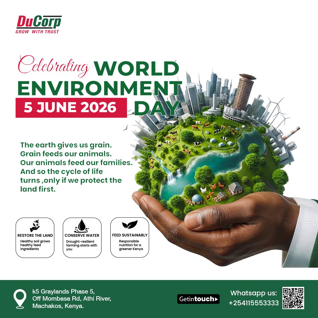 DucorpKE's tweet photo. Happy #WorldEnvironmentDay! 🌍💚
The cycle of life depends on protecting our land. What's your pledge for a greener Kenya? 👇
DuCorp believes in sustainable farming. 
#DuCorp #SustainableFarming #KilimoEndelevu #LindaMazingira #それス https://t.co/Kvb4x7h8e2