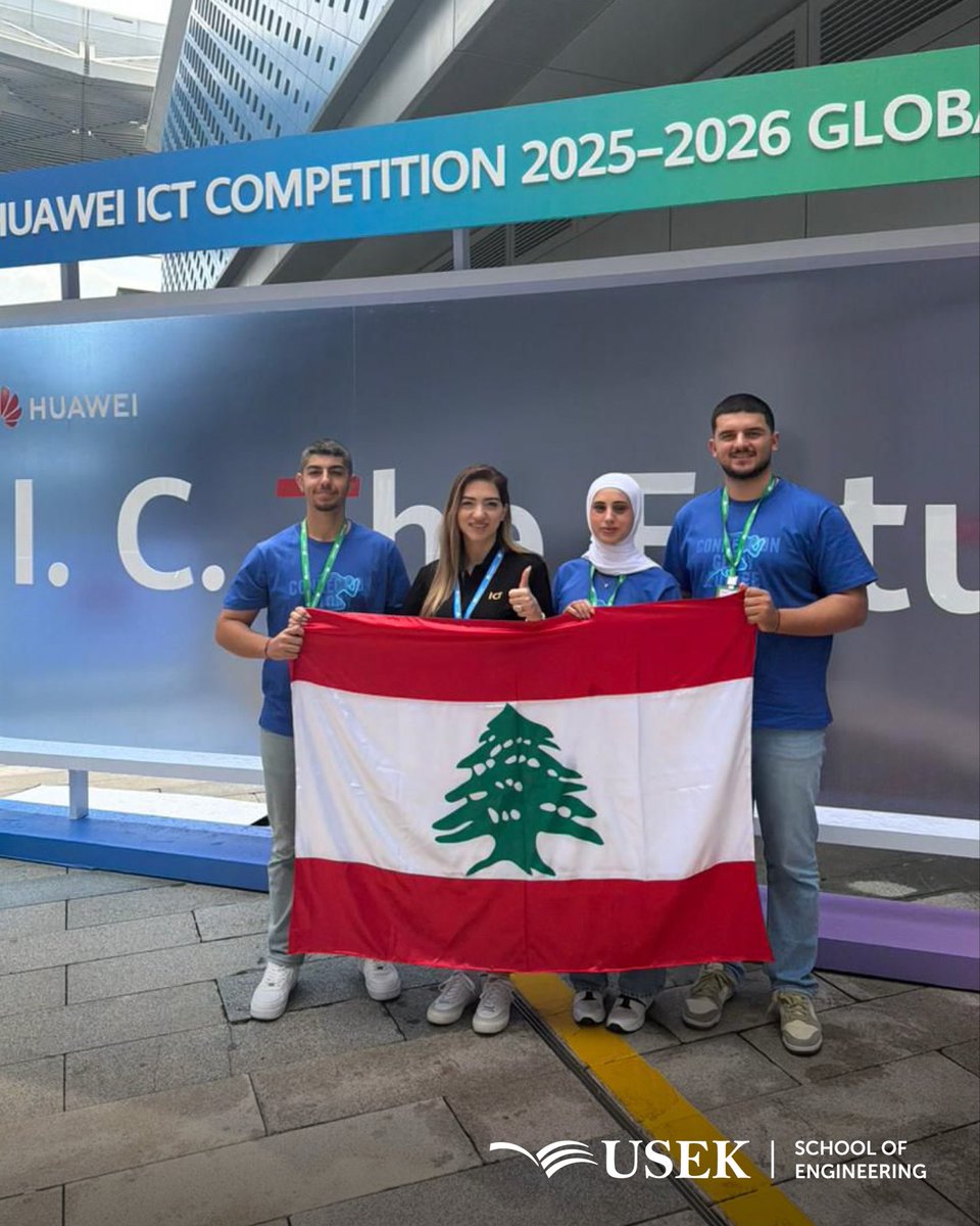 USEKOfficial's tweet photo. GLOBAL CHAMPIONS! Out of 210,000+ students, the Lebanon Cloud &amp; AI team won the Grand Prize (Middle East) &amp; 2nd Prize at the @Huawei ICT Competition Finals in China! Led by USEK’s Yuri Yaacoub &amp; Dr. Marie-Rita Hojeij, our youth prove unstoppable! https://t.co/RFRuCiZWLY