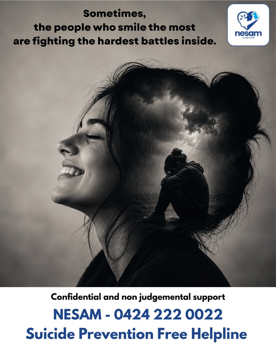 nesamerode's tweet photo. Not every smile tells the whole story.

Sometimes, the people who seem the strongest are carrying silent battles no one can see. Call us to speak with us!

#NESAM #MentalHealthMatters #YouAreNotAlone #SuicidePrevention #erode https://t.co/alzQYlJAyy
