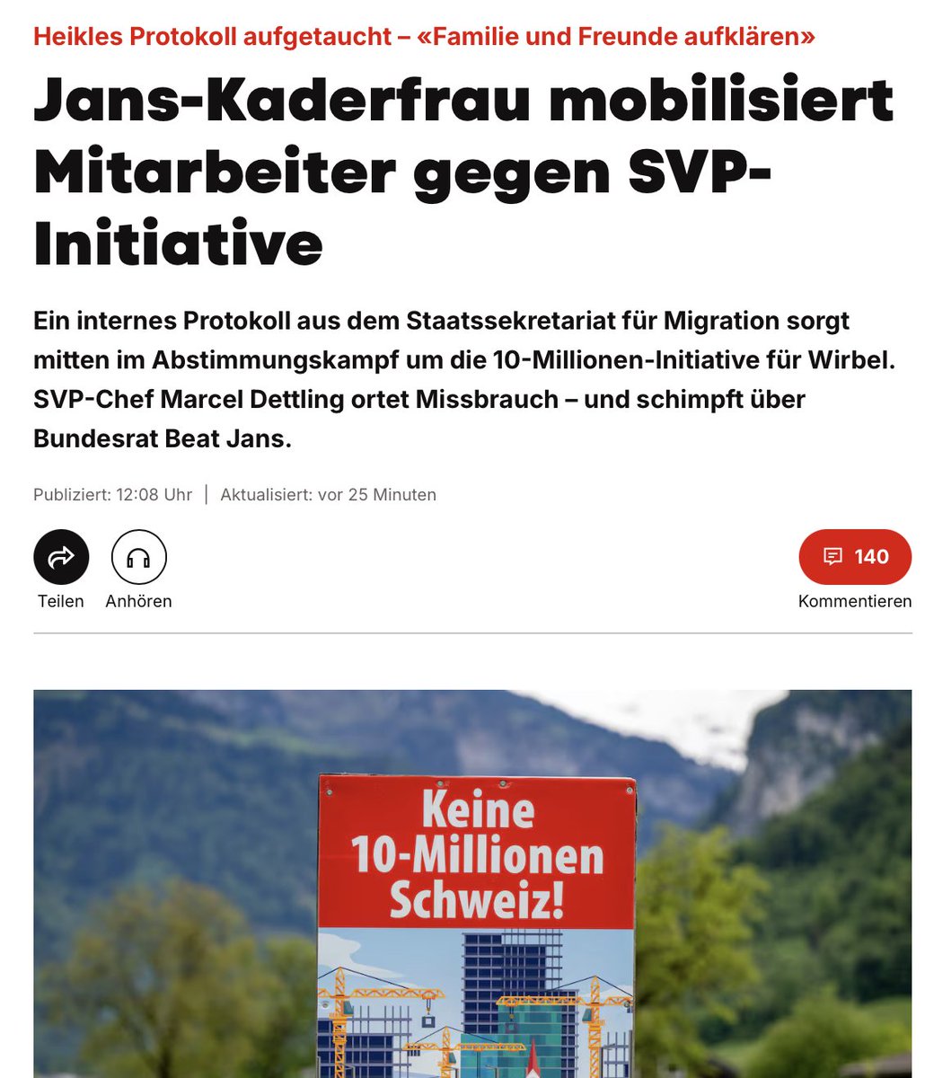 henrybuhler's tweet photo. Wow, #Bundesrat Beat Jans kennt wirklich keine Grenzen. Er zwingt quasi seinen Mitarbeitern ein Nein in der Urne einzulegen, selbst wenn dies gegen die #Abstimmungsfreiheit verstösst. Klar werden viele aus Angst vor einer Kündigung dies tun. Wie weit will der Mann noch gehen? https://t.co/GNWq39MVQ6